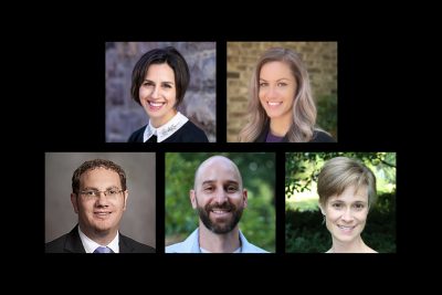 Face shots of the 2022-2023 ISCE Scholars Julia Basso, Meagan Brem, Leigh-Anne Krometis, Luke Juran, and Alasdair Cohen